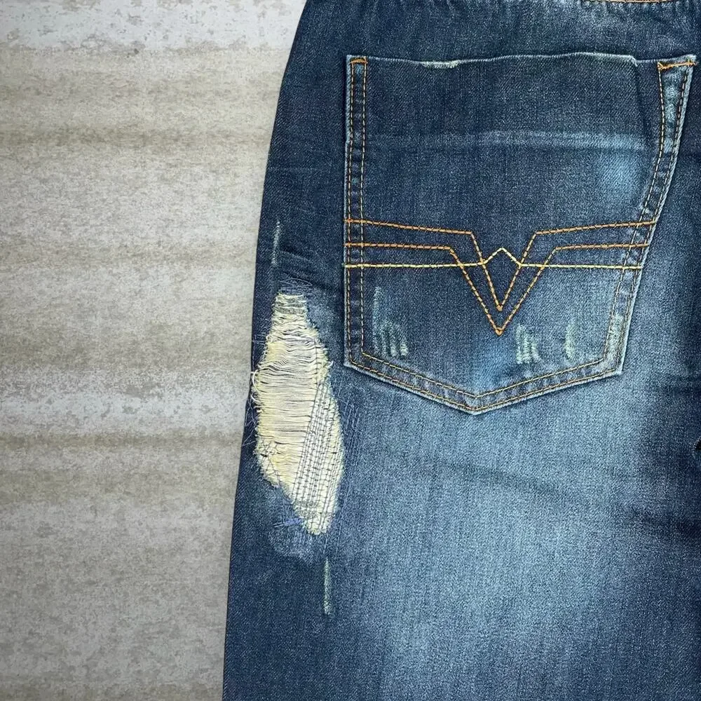 Vintage Y2K Black Brand Jeans 34x32 Relaxed Fit Dark Wash Denim_5